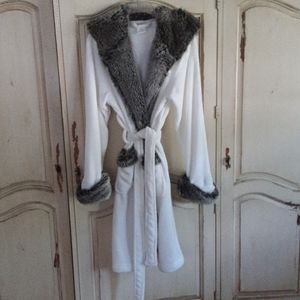 Womens faux fur bathrobe